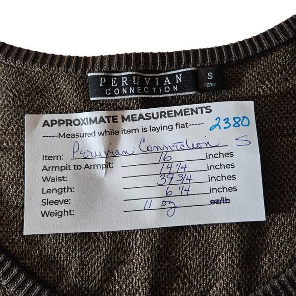 Peruvian Connection Womens Sheath Dress Small Olive Green Knit Short Sleeve Mini - Picture 11 of 12